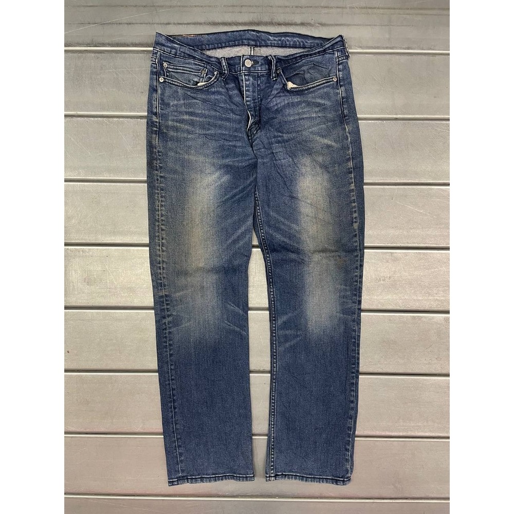Levis 514 Jeans Mens 34x32 Blue Medium/Dark Wash Denim Straight Leg Faded